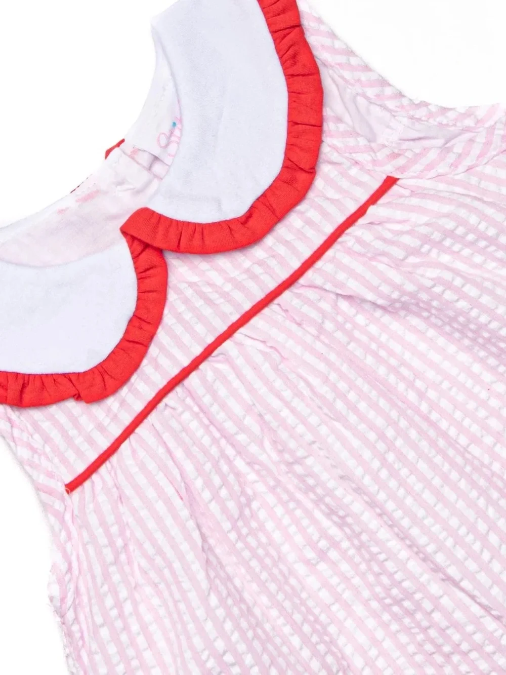 Stitchy Fish Baby girl back to School Seersucker Applique Diaper Set 9M